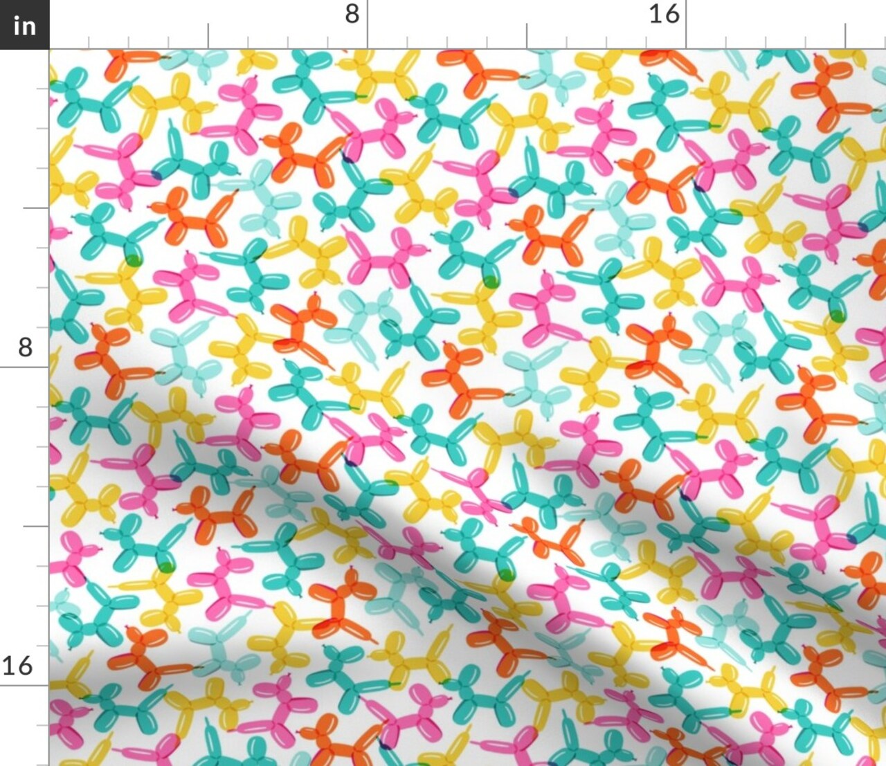 Balloon Dogs Party Celebration Birthday Colorful Custom Printed Fabric by Spoonflower Various Fabrics by the Yard or Fat Quarter